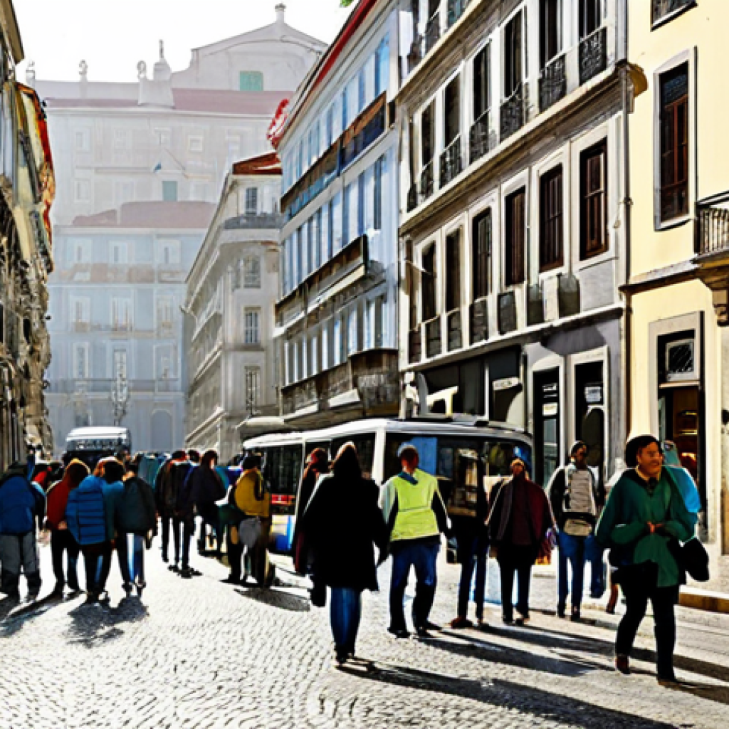 대기오염물질 종류 및 특성 정리 - Busy Lisbon Street**
"A bustling Lisbon street scene during rush hour, showing traffic and pedestri...