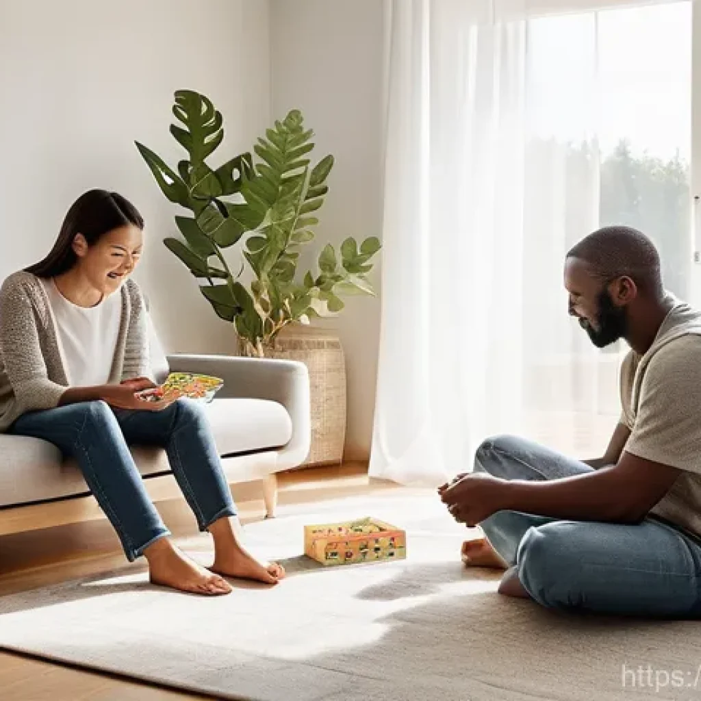 대기오염 방지시설의 종류와 기능 - **Prompt:** A cozy and inviting modern living room bathed in soft, natural light, with a family (fat...