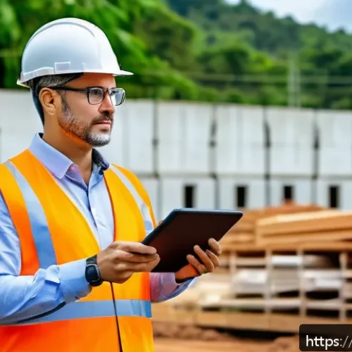 Home 30 대기환경자격증 취득 후 창업 사례 - A professional environmental consultant wearing business casual attire and safety glasses, standing ...